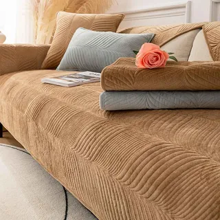 YSZBD Sofa Überzug L/u Form Sofabezug 3/2/4/1 Sitzer Sofaschoner rutschfest Ecksofa Bezug Sofahusse Hund Katze Überwurf Hundedecke Waschbar Jahreszeiten Universal,Camel-90x160cm