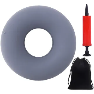 Jxuegiz Hämorrhoiden Sitzkissen, Sitzring Nach Op, Steißbeinkissen, Aufblasbarer Sitzring, mit Pumpe und Aufnahmebeutel Donut Kissen Sitzkringel für Entlastung Steißbein Steißbeinschmerzen(Grau)
