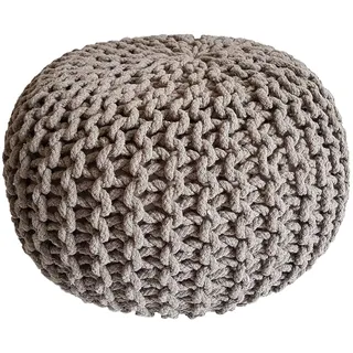 kreatives Wohnen Pouf Ø 45 cm Sitzpouf Sitzpuff Grobstrick-Optik Pouf Strick Bodenkissen Höhe 30 cm beige Strickhocker