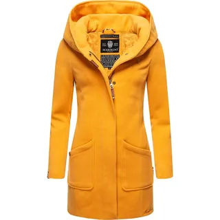 Marikoo Damen, Mantel Trenchcoat Wintermantel Übergangs Jacke Parka Lang B819 [B819-Maik-Gelb-Gr.XL] - XL