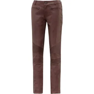 Ricano Donna Damen, Lederhose in Biker-Optik (Slim Fit/Regular Waist) – echtes (Premium) Ziegen Leder brombeer, L, - L