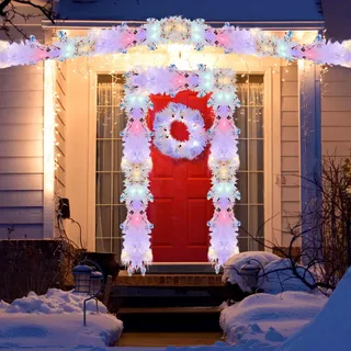 Weihnachtsdeko Girlande 5M Weihnachtsgirlande mit 50LED Weihnachtsdeko Lichterkette Tannengirlande Künstlich Weihnachten Deko Weihnachtskranz Lichterkette Weihnachtsdeko für Innen und Außen (Bunt)