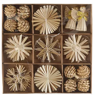 32 x Strohsterne Ø 6 cm - Baumschmuck nachhaltig - Christbaumschmuck | Stroh Sterne für den Christbaum - Baumhänger Stro - Weihnachtsbaumschmuck Holz