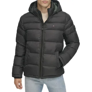 Tommy Hilfiger Herren Classic Hooded Puffer Jacket Daunenalternative, Oberbekleidung, Mantel, schwarz, Groß - L