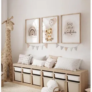 Famanu Poster für Kinderzimmer - Safari Tiere - Beige - Beige