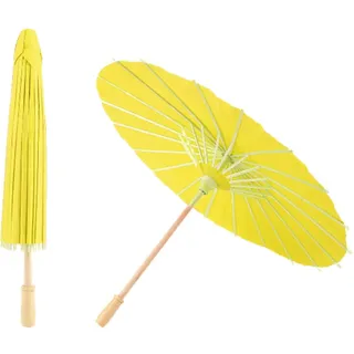 Papierschirm Sonnenschirm, 2 Stück Chinesischer Papier Sonnenschirm Tanzschirm Handgefertigter Regenschirm aus geöltem Papier Basteln Kleine Sonnenschirm Papierschirme(Gelb)