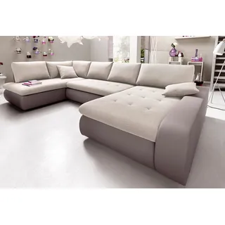Wohnlandschaft TRENDMANUFAKTUR "Indie, toller Sitzkomfort, aufwendige Detailverarbeitung, U-Form", grau (taupe, hellbeige), B:335cm H:86cm T:179cm, Microfaser PRIMABELLE (100% Polyester)/Struktur (74% Polyester, 26% Polyacryl), Luxus-Microfaser Alcazar (100% Polyester)/Struktur (74% Polyester, 26% Polyacryl), Kunstleder SOFTLUX/Feinstruktur (100% Polyester), Sofas, wahlweise mit Bettfunktion