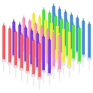36 Stücke Geburtstag Kuchen Kerzen mit Farbigen Flammen Bunte Regenbogen Kerzen in Halter für Geburtstag Kuchen Cupcake Dekoration