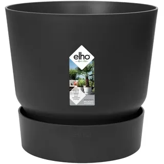 elho Greenville rund 55 cm – großer Blumentopf für den Außenbereich – inklusive Wasserreservoir – 100% recycelter Kunststoff - Schwarz/Living Schwarz