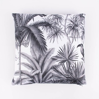 SCHÖNER LEBEN. Outdoor Kissen Dschungel Palmenblätter weiß schwarz 45x45cm
