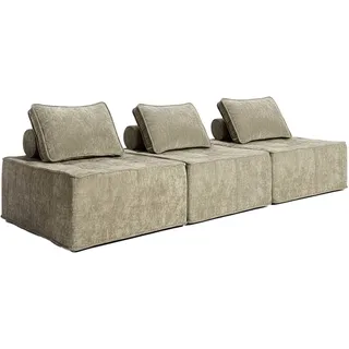 Oviala Business Oviala 3-Sitzer-Modulsofa aus Stoff mit taupefarbenen Kissen