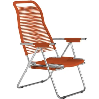 fiam Spaghetti Liegestuhl Art. 084 OR Aluminium verchromtem Rahmen Sitz und Rücken Orange Farbe