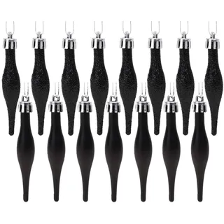 Christmas Concepts® Packung mit 15-8,5 cm Tröpfchenkugeln - Matt- und Glitterdesign - Weihnachtskugeln... (Schwarz)