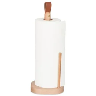 Relaxdays Eckiger Küchenrollenhalter aus Holz Braun,Hellbraun