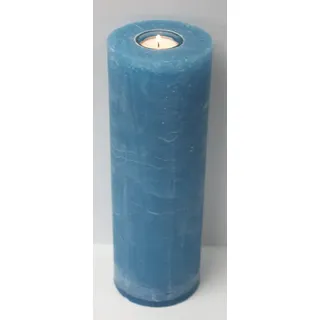 Rustik Kerzen mit Teelichteinsatz Ocean Blau 30 x Ø 10 cm