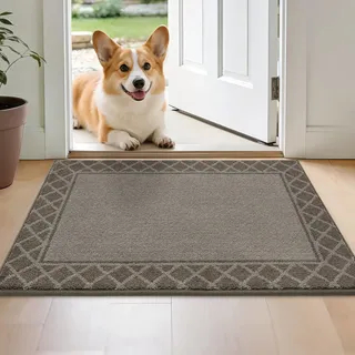 BEQHAUSE Schmutzfangmatte, TPR rutschfest, Polyester, Dunkelbraun, 60x90cm | Fussmatte Innen Waschbar, Niedriges Design, Haustierfreundlich für Eingänge, Haustüren und Flure, Fleckenbeständig