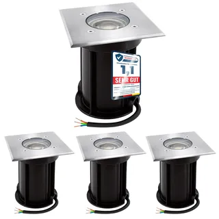 linovum 4 Stück BOQU Boden Einbaustrahler aussen IP67 LED GU10 3W neutralweiß 230V - Bodenleuchte eckig befahrbar bis 500Kg