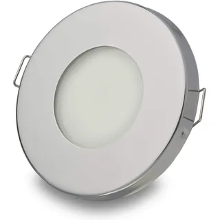 LED Einbaustrahler Bad Chrom 5W neutralweiß super flach rund 12V - IP44 für Badezimmer Außen Feuchtraum - 55mm Bohrloch MR16 Strahler Spot