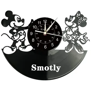Smotly Vinyl-Wanduhr, mit Mickey-Mouse-Tiermuster-Thema, künstlerisch kreative Kinderheimdekoration Digitale Wanduhr. (Ohne Licht.)