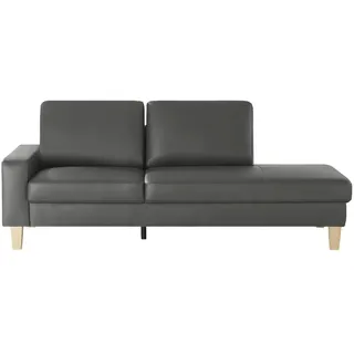 Recamiere aus Leder Bena ¦ grau ¦ Maße (cm): B: 213 H: 86 T: 97.0