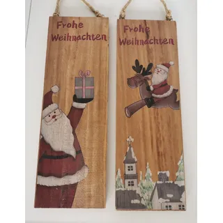 Wandschild*Wandbild*Holzbild*X-Mas*Schild*Nikolaus*Rentier*Set 2Stk.