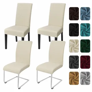 Yugarlibi Stuhlhussen 4er Set Stretch Stuhlbezug Schwingstuhl Beige | Elastische Stuhlhussen Schwingstuhl Stuhlbezug Universal Esszimmerstühle Bezug Waschbare hussen für stühle Küche Hochzeit