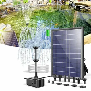 Poposoap Solar Springbrunnen 8w Mit 3600mah Akku, Solar Teichpumpe Mit Trockenlaufschutz Für Teich, Vogeltränke & Garten