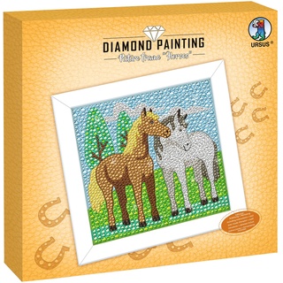 Ursus 43530002F - Diamond Painting Picture, Horses, Set mit Acryldiamanten, Picker, Tablett und Wachskleber, inklusive Bastelanleitung