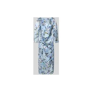 Midikleid aus Seiden-Mix mit Raffungen, Hellblau, 44
