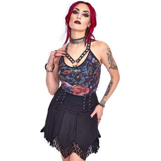 Jawbreaker A-Linien-Rock Lace Up Pleated Skirt Gothic Faltenrock mit Schnürung schwarz