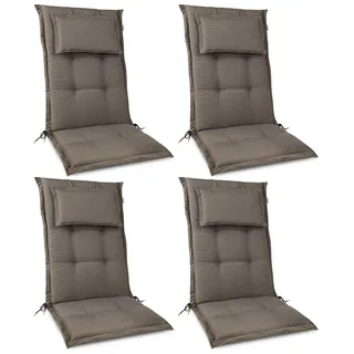 Beautissu Hochlehner Auflage 120 x 50 x 7 cm taupe 4-tlg.