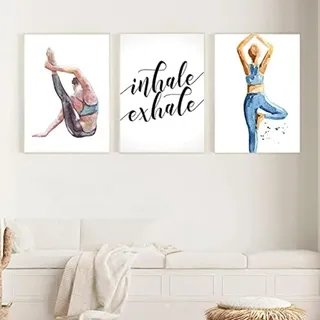 AWKFHF Schwarz Weiß Inhale Exhale Love Minimalist Yoga Frau Leinwand Malerei Bilder Poster Kunstdruck Schlafzimmer Wand Deko(Kein Rahmen) (Minimalist-05,3X50X70CM)