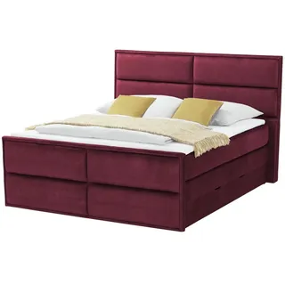 Boxspringbett mit Bettkasten Crocco , rot , Maße (cm): B: 197 H: 136