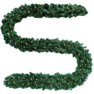 Baunsal® Weihnachtsgirlande Tannengirlande Girlande grün 5 m und Led Lichterkette mit Fernbedienung Girlande Weihnachten Weihnachtsdeko Tannengirlanden