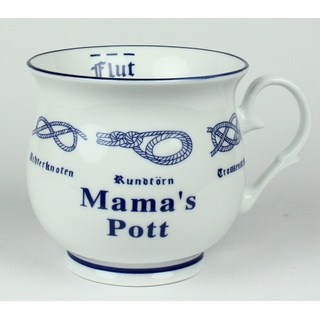 Buddel-Bini Mama ́s Pott mit Seemannsknoten bauchig Kaffeebecher Kaffeetasse Kaffee