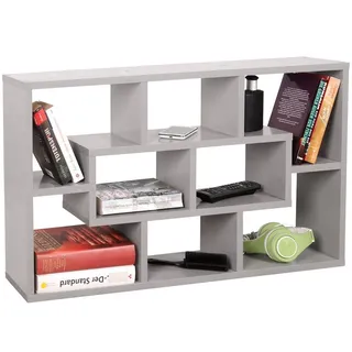 RICOO Wandregal WM050-PL, 1-tlg., kleines Regal Bücherregal Hängeregal, 8 Fächer, Küche und Wohnzimmer grau