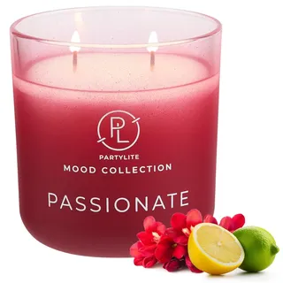 PartyLite Passionate Ombre Duftkerze im Glas, 2-Docht-Mood Collection, Meyer-Zitrone, Freesie und Zedernholzduft, 24–48 Stunden Brenndauer, romantische und luxuriöse Atmosphäre
