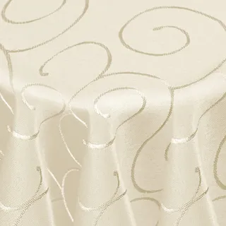DecoHomeTextil Kringel Tischdecke, Rund 180 cm Champagner, schwere Qualtität, glänzend, Damast Tafeldecke