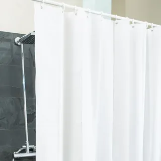 Duschvorhang Badewannenvorhang 180x200 cm Weiß – Wasserdichter Anti-Schimmel Badvorhang aus 100% Polyester inkl. Befestigungsringe - Weiß