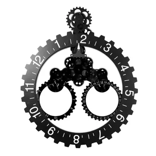 DYJD 3D Mechanische Getriebe Wanduhr mit beweglichen Zahnrad, Quarz, ruhig Neuheit Schreibtisch Uhr, Büro-Regal-Taktgeber-Ausgang Dekorative Alarm,Schwarz