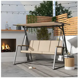Outsunny Hollywoodschaukel Khaki 3-Sitzer