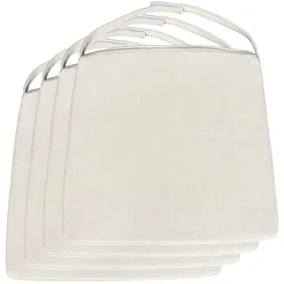 Amago home Stuhlkissen Sitzkissen 42x44cm leinenweiß | Stuhlauflage, mit Klettverschluss