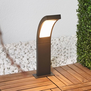 Lucande LED Außenleuchte 'Juvia' (spritzwassergeschützt) (Modern) in Schwarz aus Aluminium (1 flammig,) - Wegeleuchte, Pollerleuchte, Wegelampe, Sockelleuchte