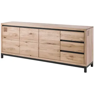 Natur Echtholz Sideboard groß modern Schrank Holz hell Wildeiche Massivholz