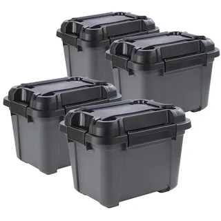 Kreher Aufbewahrungsbox 'Bunker' aus Kunststoff, wasserdicht & stapelbar, Set wählbar schwarz
