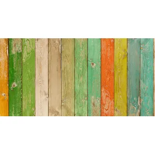 HUBDECO - Teppich - Küchenteppich - Badezimmerteppich - Badteppich - Küchenläufer - Teppich Läufer - Teppich Küche - PCV, Vinyl - rutschfest - Holz Bretter Bunt - 76x152cm