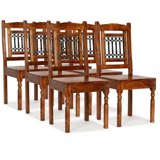 vidaXL Esszimmerstuhl Massivholz klassisch braun 6er Set