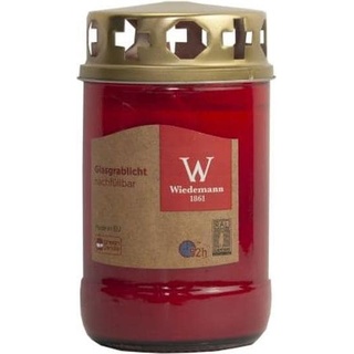 Wiedemann, Kerzen, Glasgrablicht nachfüllbar 52 Stunden Brenndauer rot