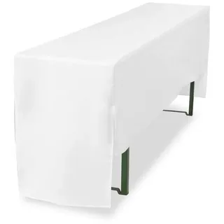 TexDeko Biertischhusse Premium Weiß 220 x 70 cm