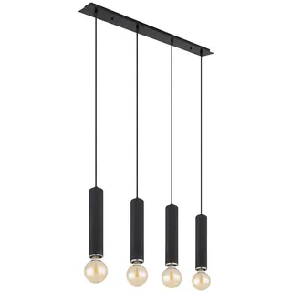 GLOBO Hängelampe 4-flg. 93 cm skandinavisch Holz Metall schwarz nickel